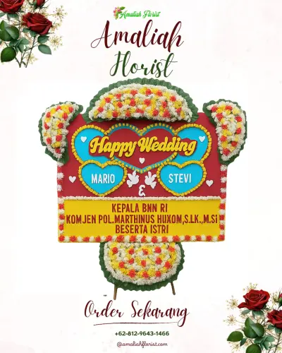 Karangan Papan Bunga Pernikahan di Mojo